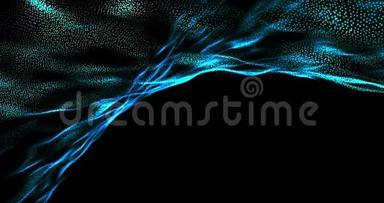 表面波粒子模式循环动画4k背景视频在蓝色和白色。